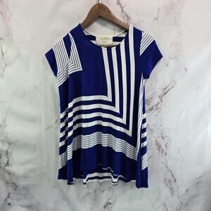 Anthropologie Shirt Womens XS Blue White Stripe Swing Babydoll Tee Tunic Puella